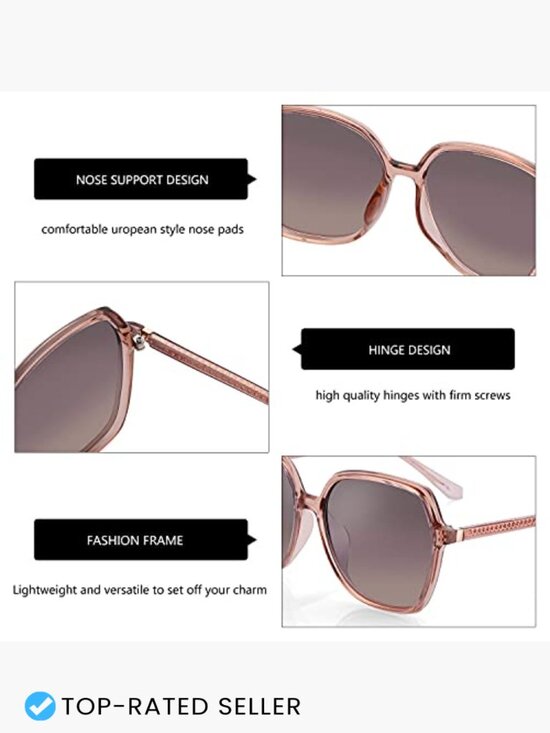 Vintage Oversized Square Sunglasses UV400 Protection Polarized Ladies Shades main image 5